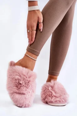 Damskie Futrzane Papcie Różowe Sheryl