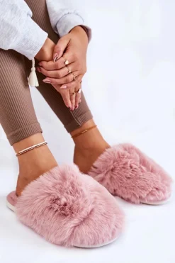 Damskie Futrzane Papcie Różowe Sheryl