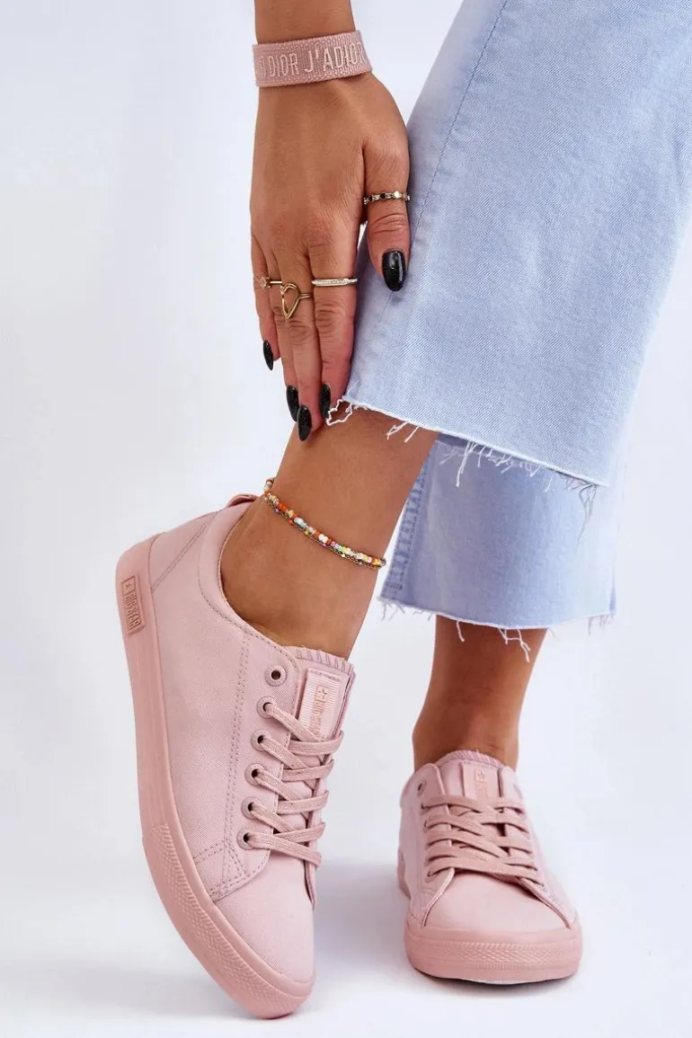 Damskie Gładkie Niskie Trampki Big Star LL274059 Różowe