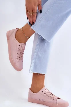 Damskie Gładkie Niskie Trampki Big Star LL274059 Różowe