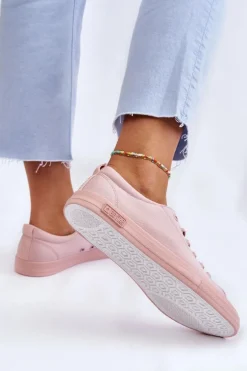 Damskie Gładkie Niskie Trampki Big Star LL274059 Różowe