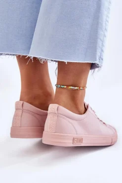 Damskie Gładkie Niskie Trampki Big Star LL274059 Różowe