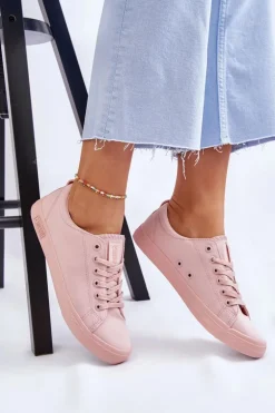 Damskie Gładkie Niskie Trampki Big Star LL274059 Różowe