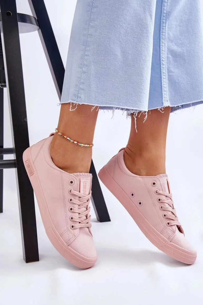 Damskie Gładkie Niskie Trampki Big Star LL274059 Różowe