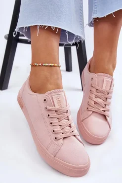 Damskie Gładkie Niskie Trampki Big Star LL274059 Różowe