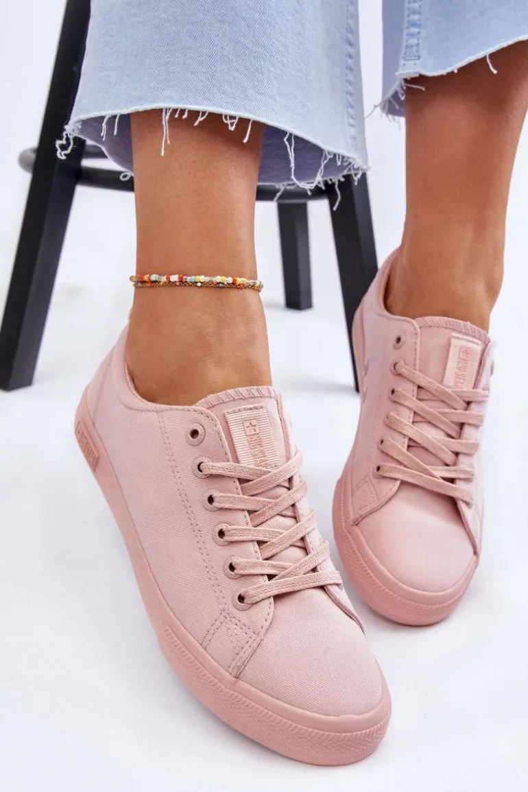 Damskie Gładkie Niskie Trampki Big Star LL274059 Różowe