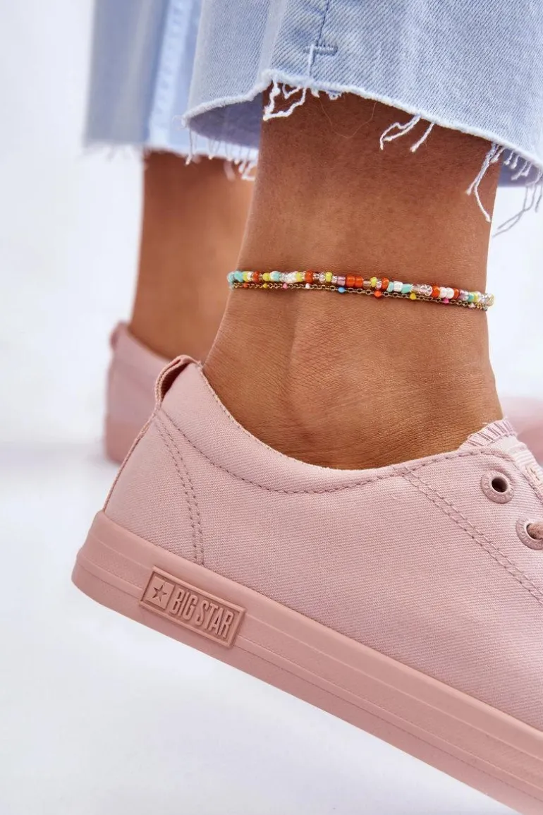 Damskie Gładkie Niskie Trampki Big Star LL274059 Różowe
