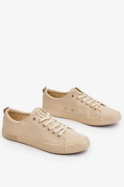 Damskie Gładkie Niskie Trampki Big Star LL274061 Beżowe