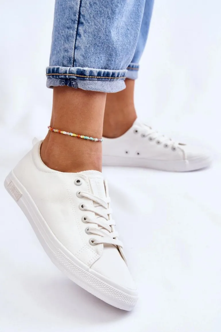 Damskie Gładkie Niskie Trampki Big Star LL274058 Białe