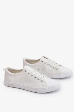 Damskie Gładkie Niskie Trampki Big Star LL274058 Białe
