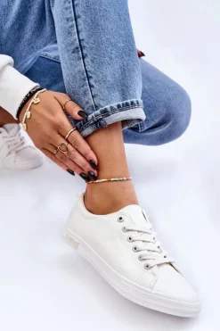 Damskie Gładkie Niskie Trampki Big Star LL274058 Białe