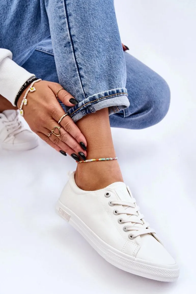 Damskie Gładkie Niskie Trampki Big Star LL274058 Białe