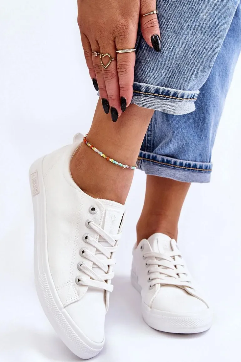 Damskie Gładkie Niskie Trampki Big Star LL274058 Białe