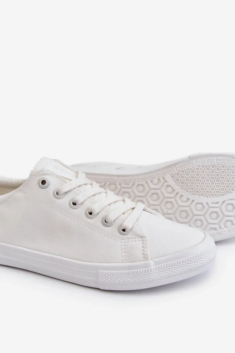 Damskie Gładkie Niskie Trampki Big Star LL274058 Białe