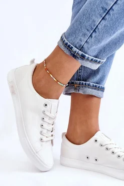 Damskie Gładkie Niskie Trampki Big Star LL274058 Białe