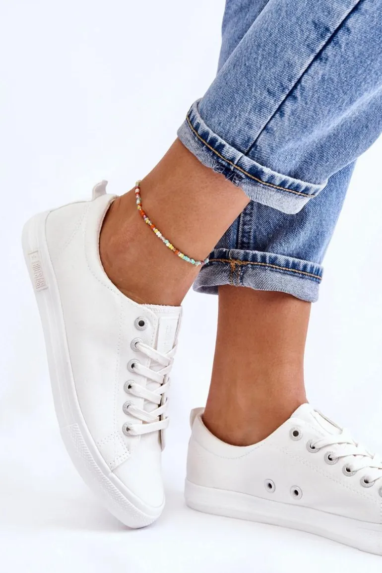 Damskie Gładkie Niskie Trampki Big Star LL274058 Białe