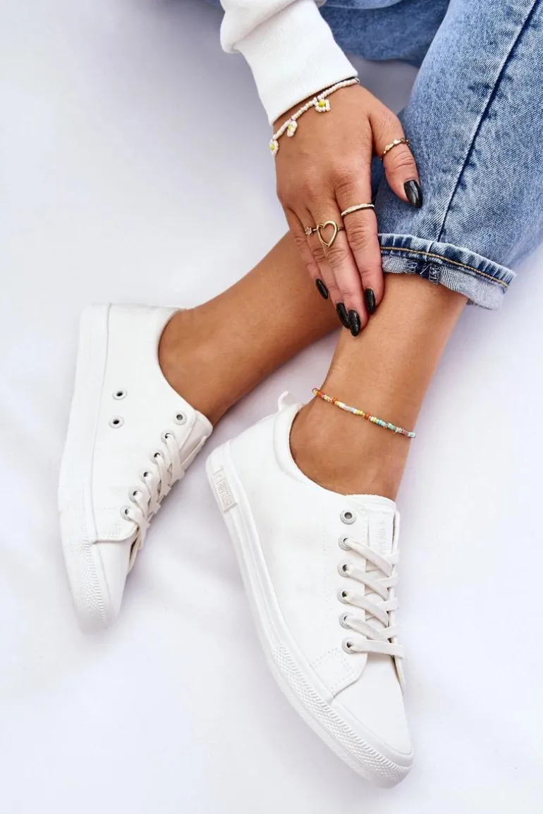 Damskie Gładkie Niskie Trampki Big Star LL274058 Białe