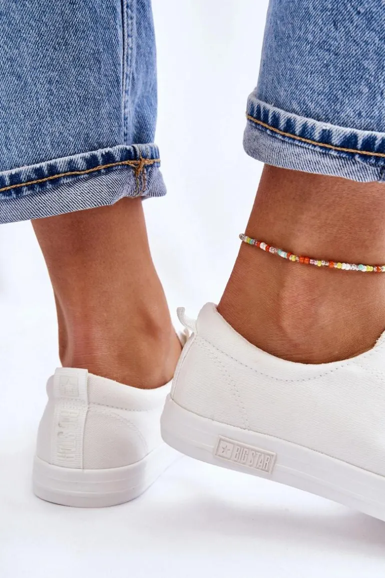 Damskie Gładkie Niskie Trampki Big Star LL274058 Białe