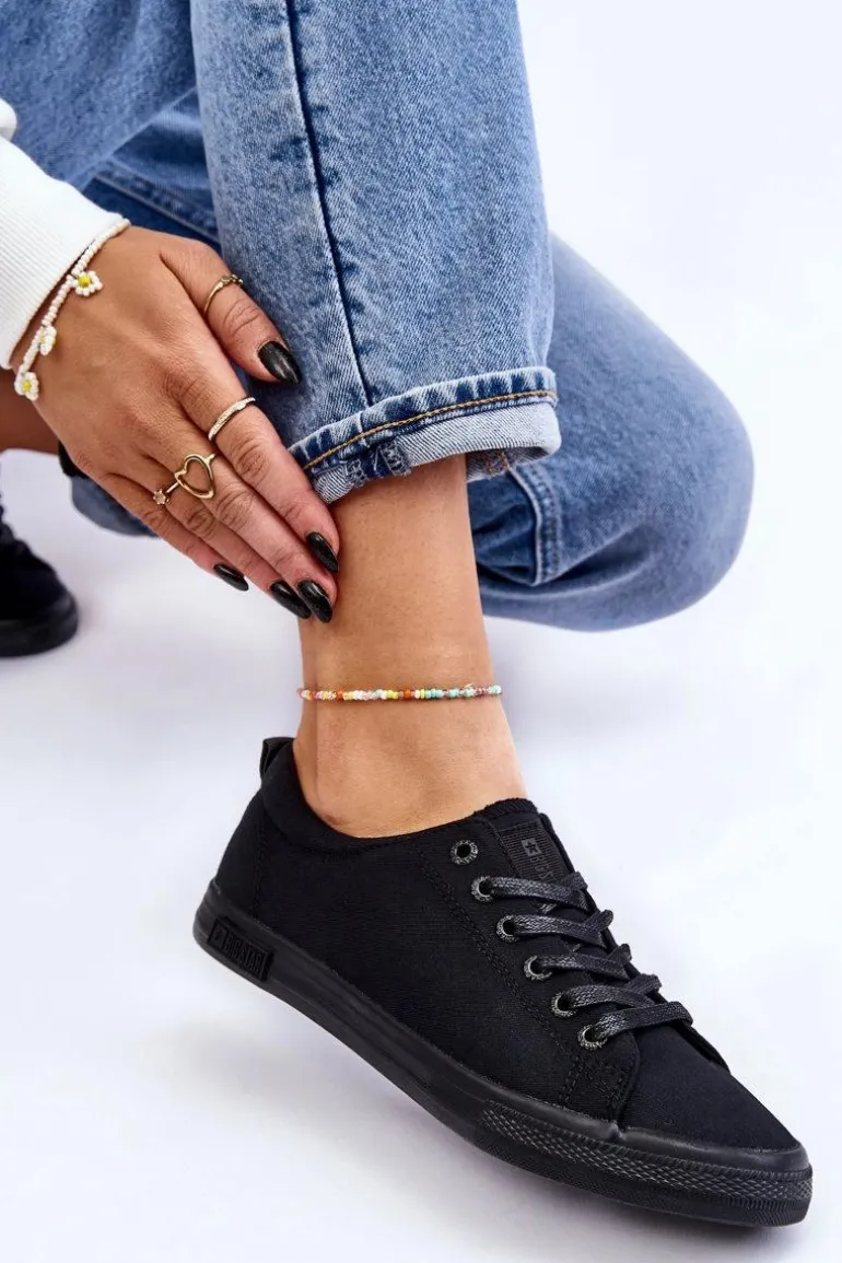 Damskie Gładkie Niskie Trampki Big Star LL274057 Czarne