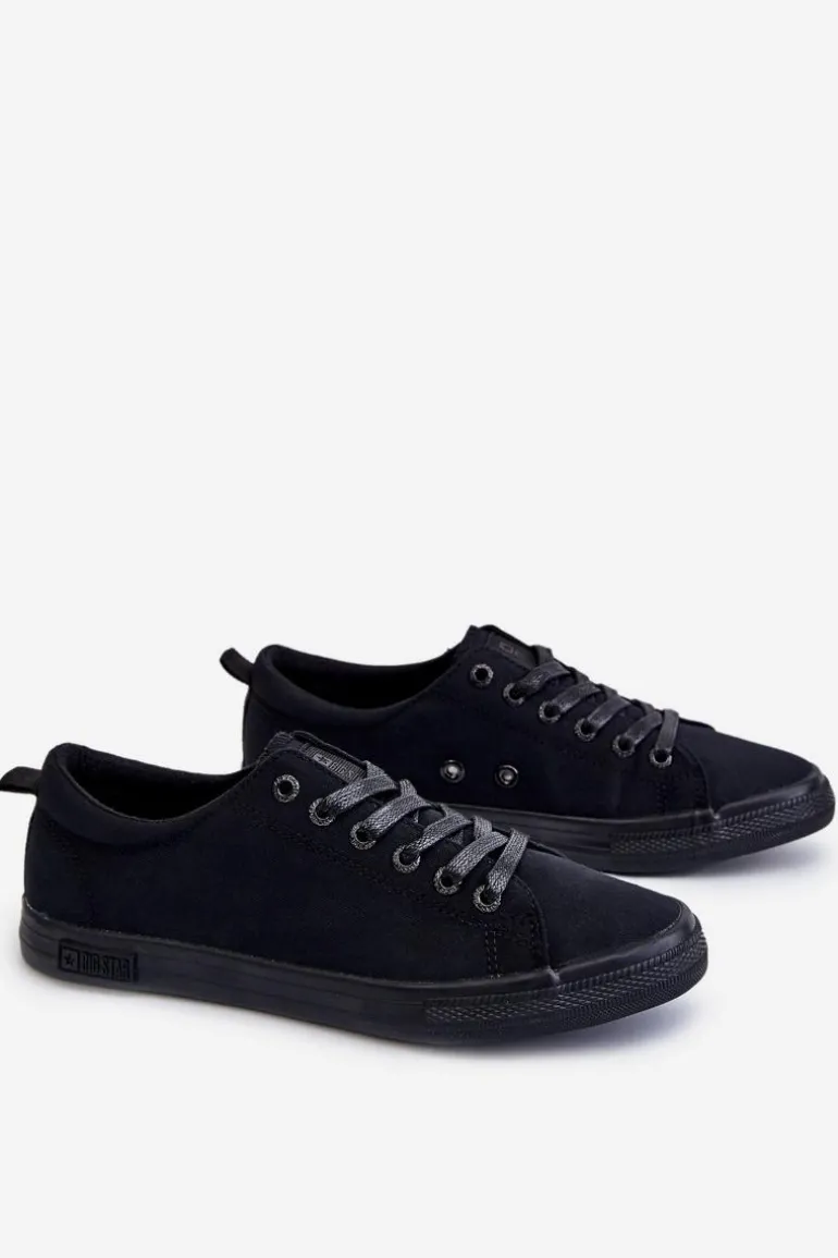 Damskie Gładkie Niskie Trampki Big Star LL274057 Czarne