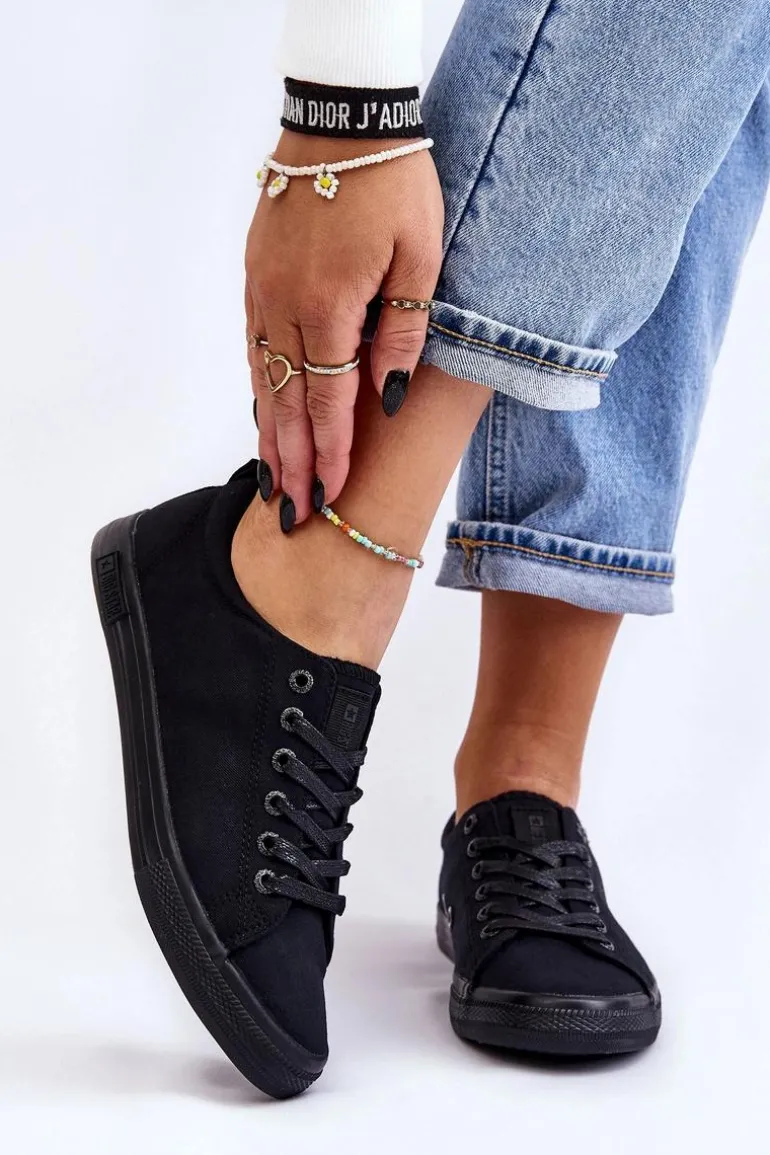 Damskie Gładkie Niskie Trampki Big Star LL274057 Czarne