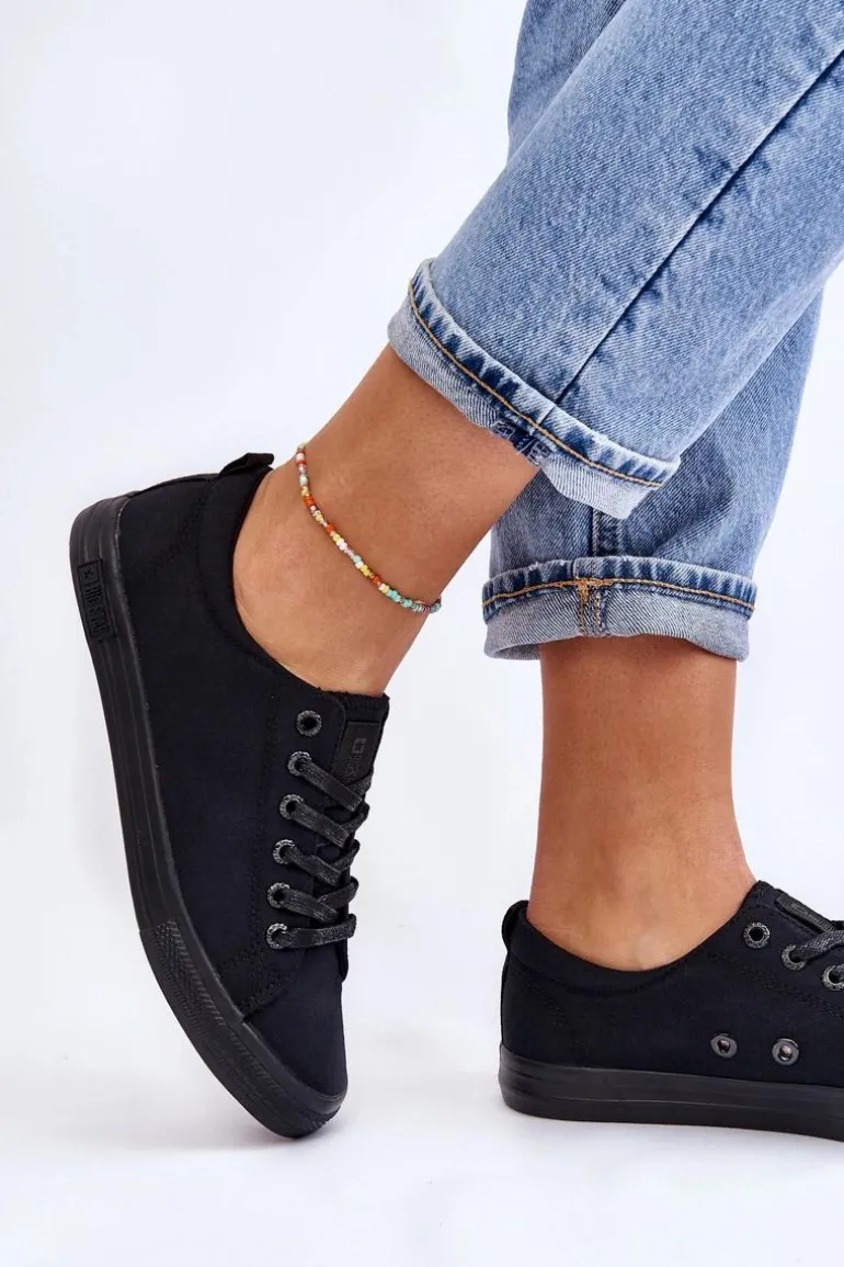 Damskie Gładkie Niskie Trampki Big Star LL274057 Czarne