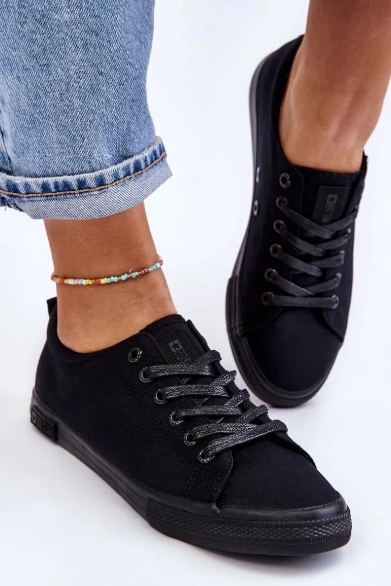 Damskie Gładkie Niskie Trampki Big Star LL274057 Czarne