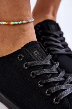 Damskie Gładkie Niskie Trampki Big Star LL274057 Czarne