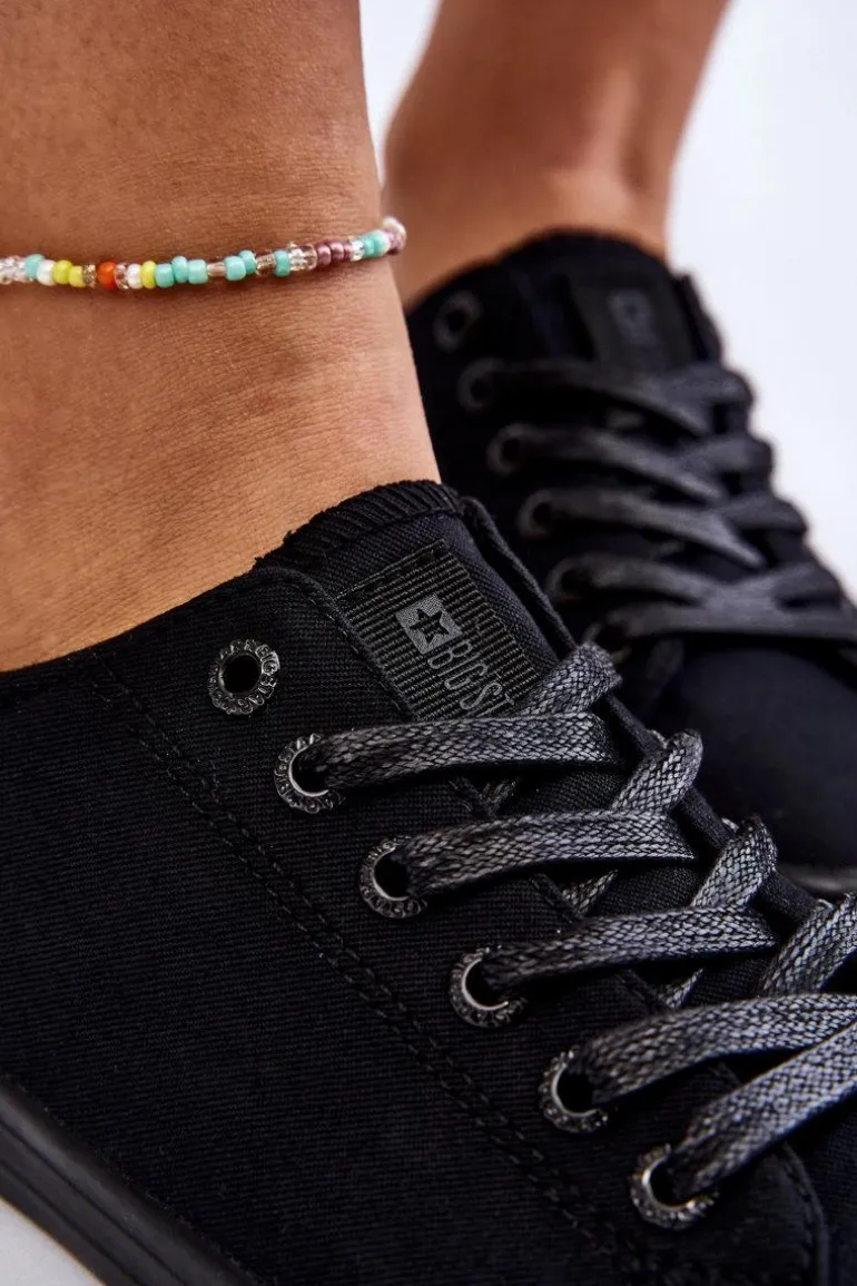 Damskie Gładkie Niskie Trampki Big Star LL274057 Czarne