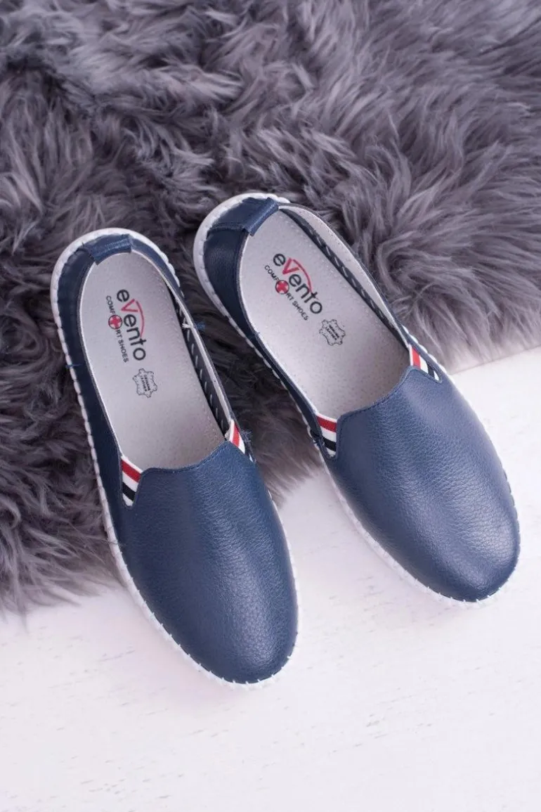 Damskie Granatowe Skórzane Tenisówki Bellara