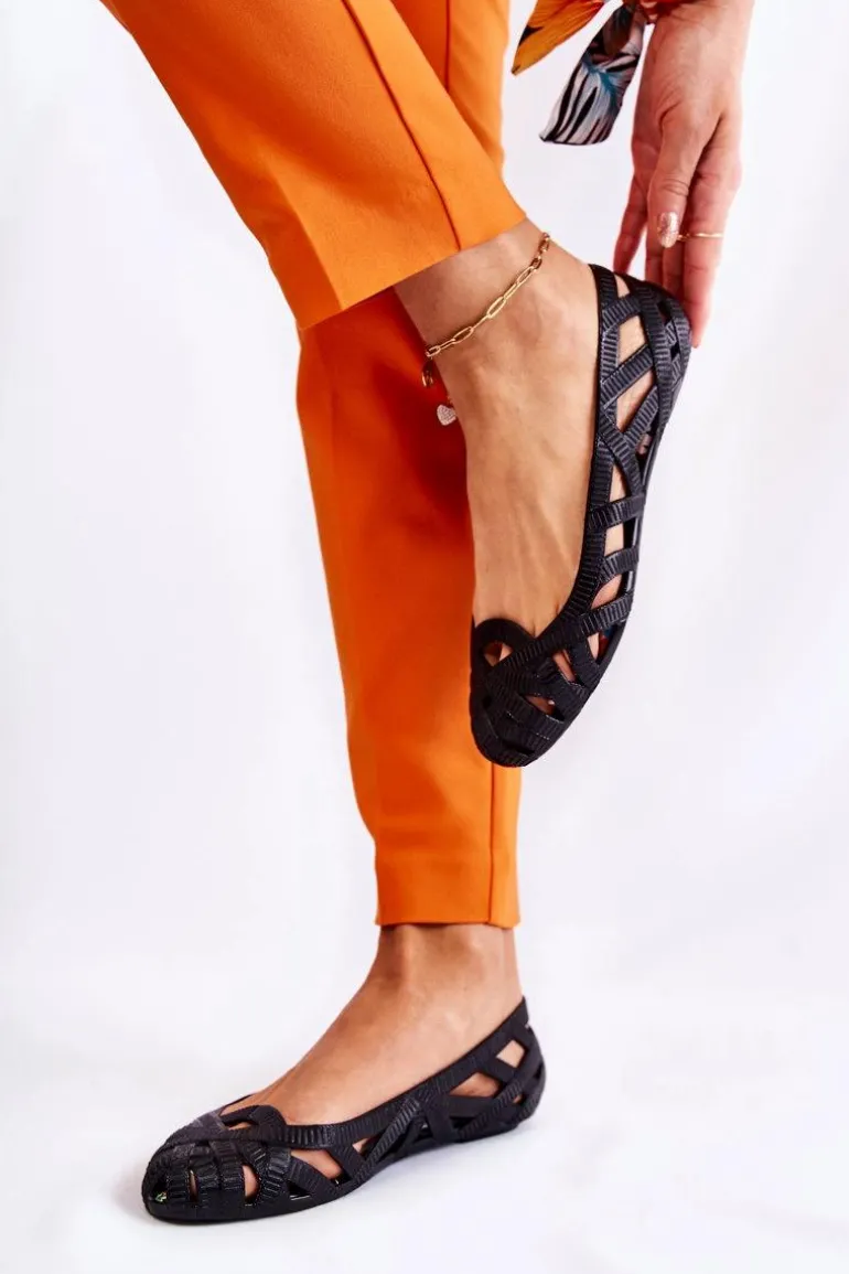 Damskie Gumowe Baleriny Czarne Indila