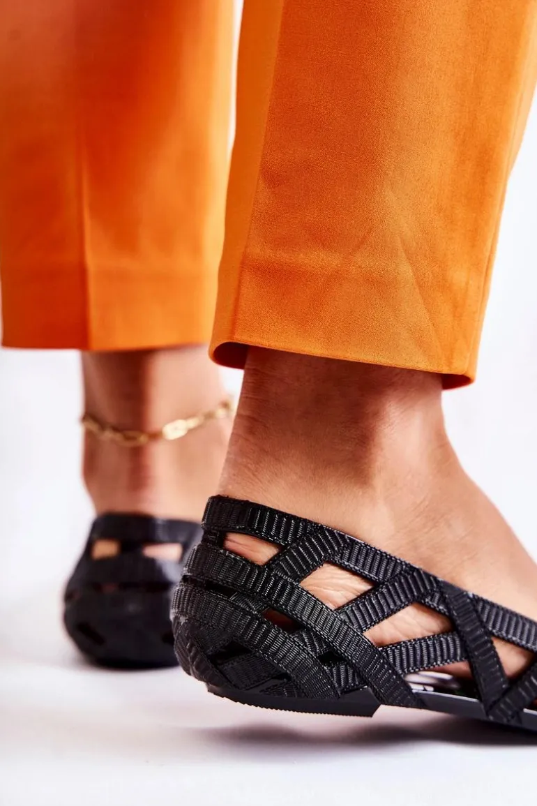 Damskie Gumowe Baleriny Czarne Indila