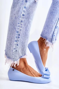 Damskie Gumowe Baleriny Z Kokardą Niebieskie Florret