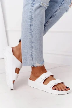 Damskie Gumowe Klapki Białe Stacy