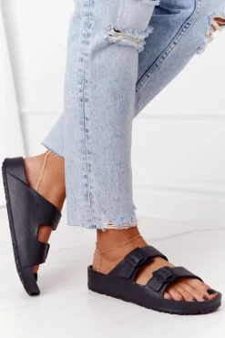 Damskie Gumowe Klapki Czarne Stacy