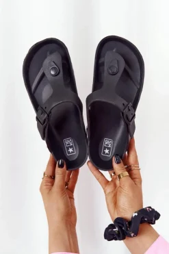 Damskie Gumowe Klapki Japonki Czarne Alma