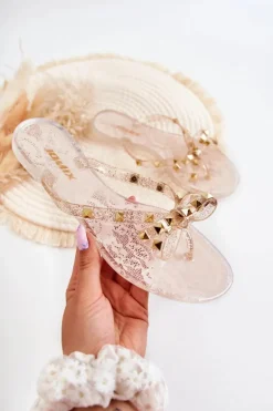 Damskie Gumowe Klapki Japonki Nude Monise