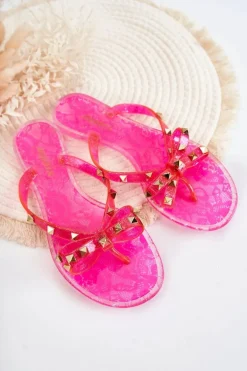 Damskie Gumowe Klapki Japonki Różowe Monise