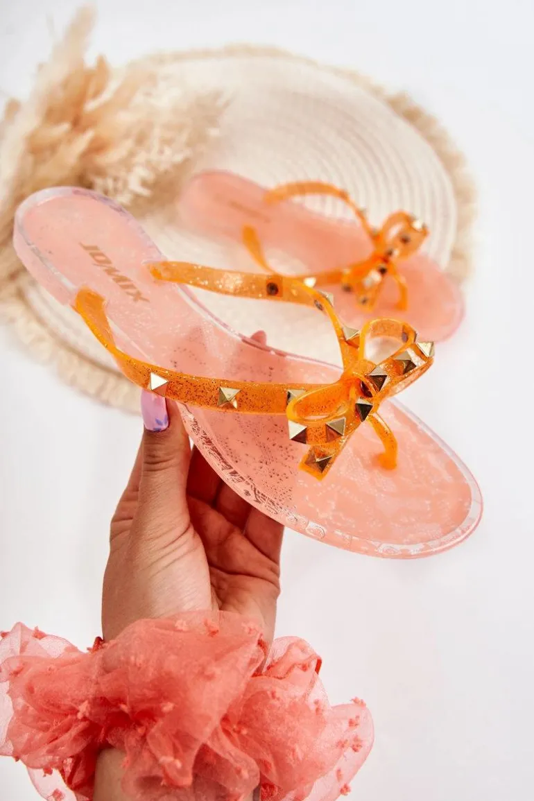 Damskie Gumowe Klapki Japonki Pomarańczowe Monise