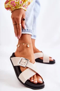 Damskie Gumowe Klapki ZAXY JJ285057 Białe