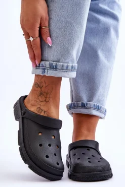 Damskie Gumowe Kroksy Czarne Rabios