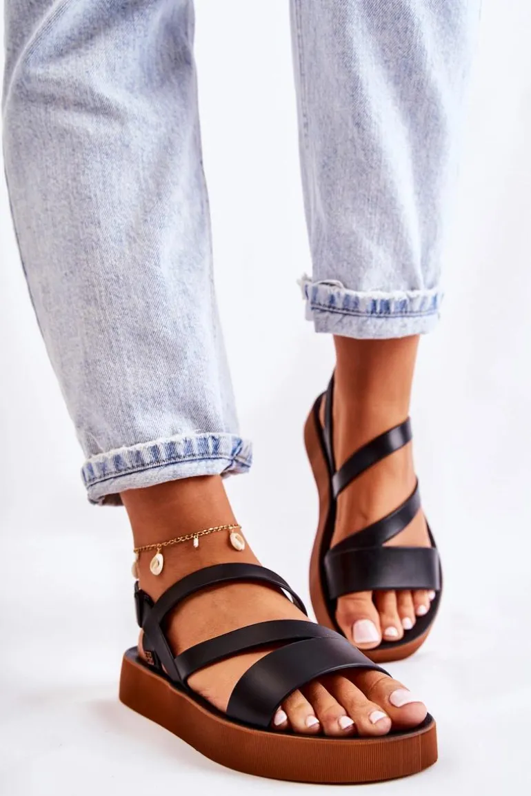 Damskie Gumowe Sandały ZAXY JJ285052 Czarne