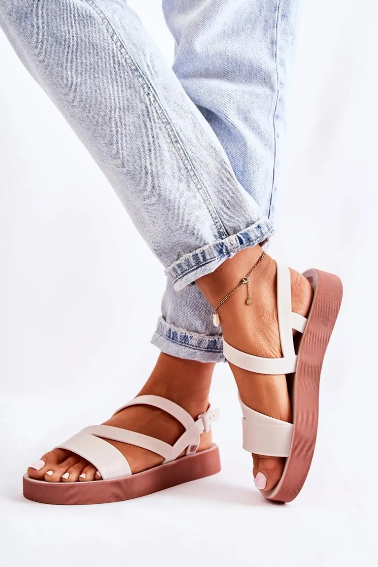 Damskie Gumowe Sandały ZAXY JJ285053 Białe