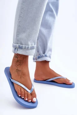 Damskie Japonki Klapki 4F 4FSS23FFLIF064-34S Niebieskie