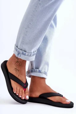 Damskie Japonki Klapki 4F 4FSS23FFLIF061-21S Czarno-Różowe