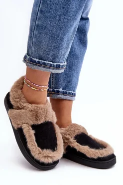 Damskie Kapcie Z Futerkiem Czarne Sailey