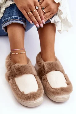 Damskie Kapcie Z Futerkiem Beżowe Sailey