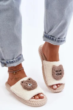 Damskie Kapcie Z Misiem Beżowe Lavetire