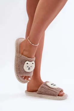 Damskie Kapcie Z Misiem Brązowe Lavetire