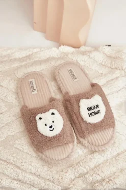 Damskie Kapcie Z Misiem Brązowe Lavetire